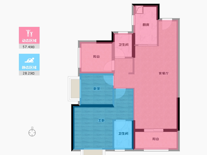 广东省-佛山市-海伦堡玖悦澜湾-76.00-户型库-动静分区