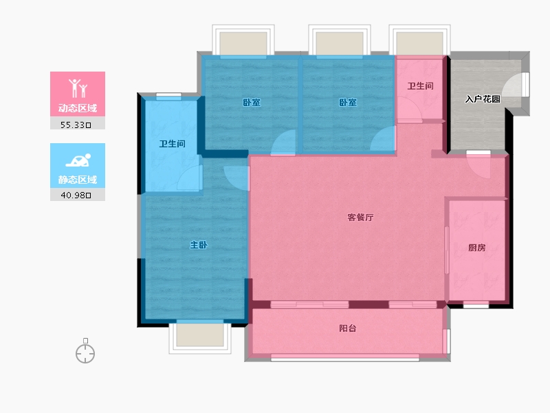 广东省-佛山市-普君新城华府二期-93.63-户型库-动静分区