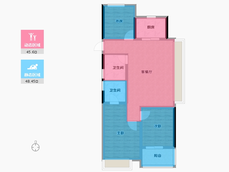 浙江省-杭州市-新希望锦畔云汀-84.00-户型库-动静分区