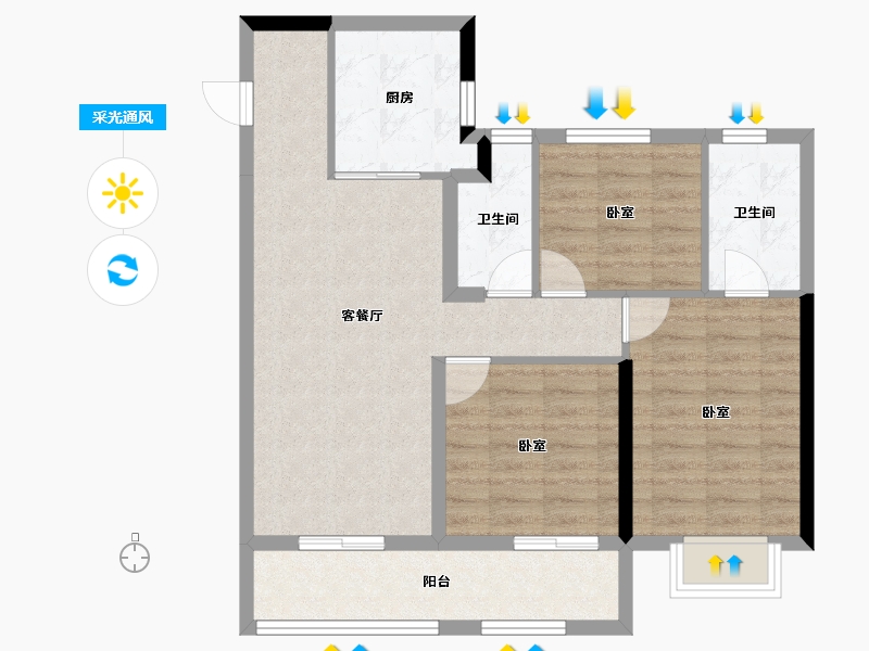 浙江省-杭州市-杭语清澄-79.48-户型库-采光通风