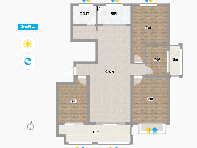 山东省-临沂市-景城花园-110.00-户型库-采光通风