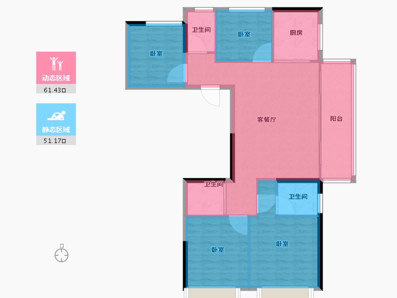 浙江省-杭州市-时代天境-102.41-户型库-动静分区