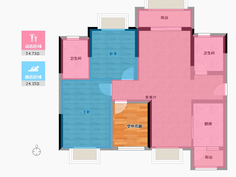 广东省-佛山市-中交白兰春晓-76.00-户型库-动静分区