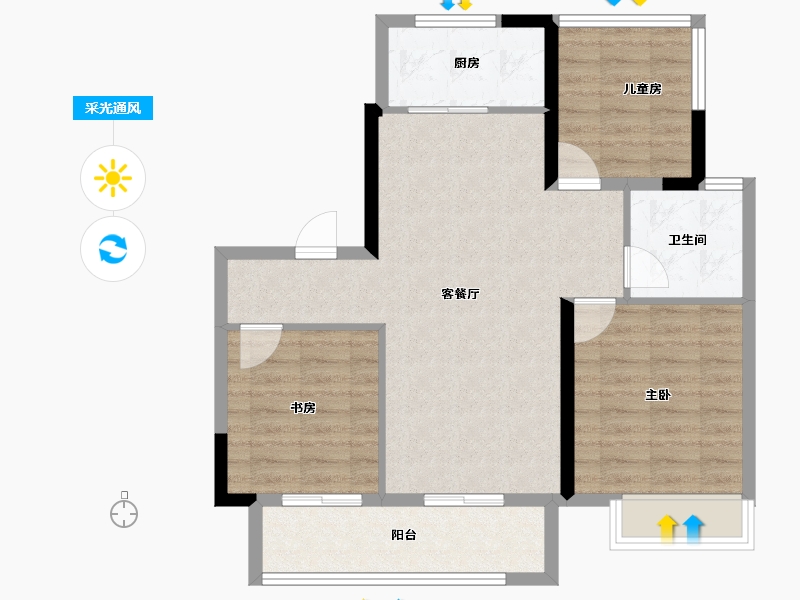 安徽省-合肥市-金科集美天辰-77.60-户型库-采光通风