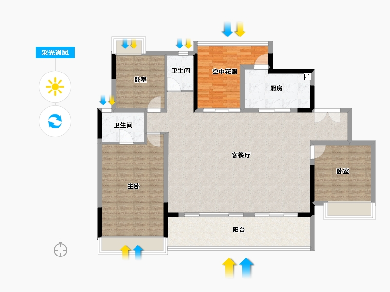 广东省-佛山市-保利中央公园-135.04-户型库-采光通风