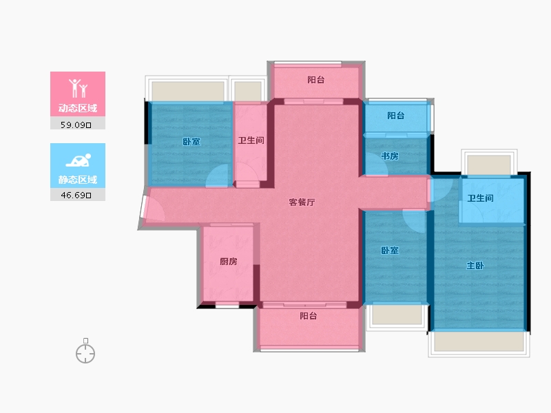 广东省-佛山市-谊泰豪苑-94.20-户型库-动静分区