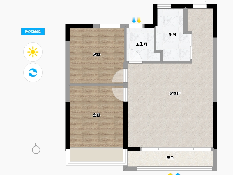 天津-天津市-恒基旭辉都会江来-67.99-户型库-采光通风