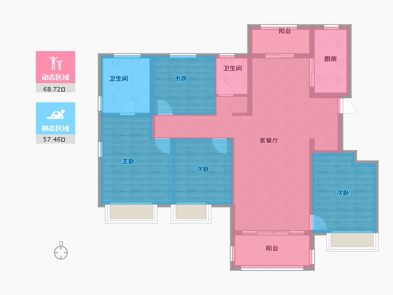 江苏省-南京市-保利禹洲樾山林语-113.60-户型库-动静分区