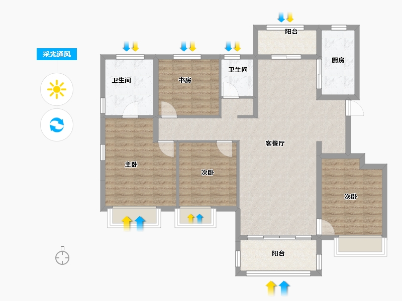 江苏省-南京市-保利禹洲樾山林语-113.60-户型库-采光通风