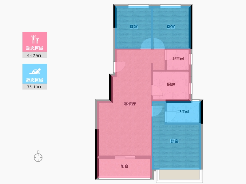 浙江省-杭州市-时代天境-71.31-户型库-动静分区