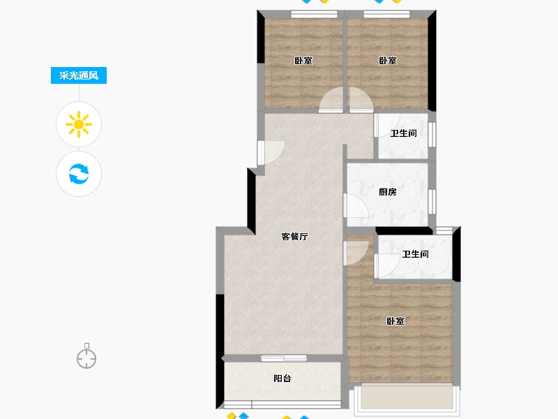 浙江省-杭州市-时代天境-71.31-户型库-采光通风