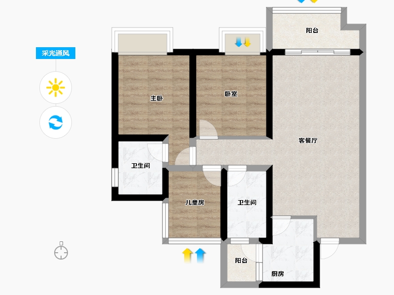 广东省-佛山市-金科集美山水-71.50-户型库-采光通风