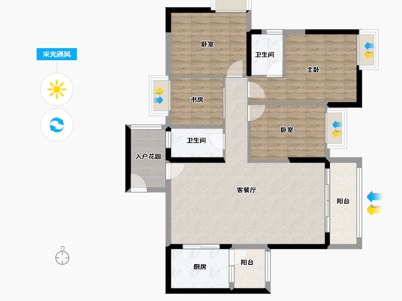 广东省-佛山市-明智雅苑-108.00-户型库-采光通风