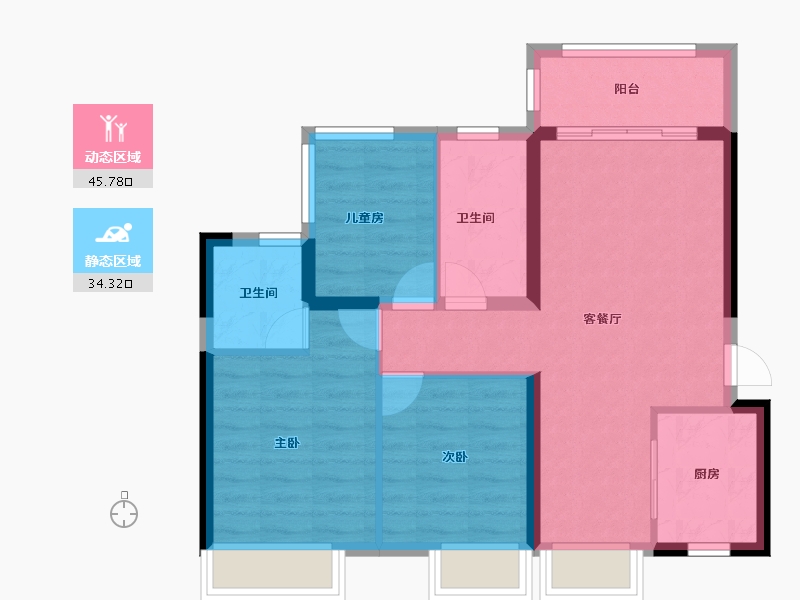 广东省-佛山市-金科集美山水-71.51-户型库-动静分区