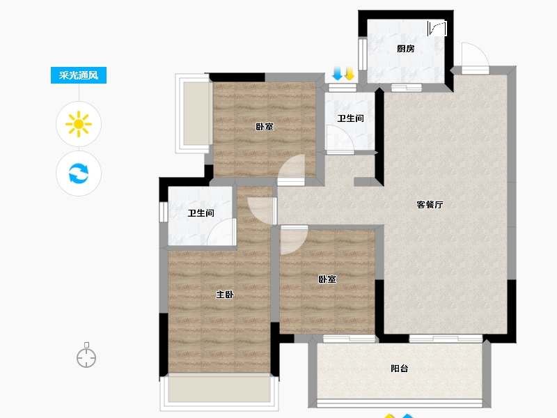 广西壮族自治区-南宁市-东鼎雍和府-78.03-户型库-采光通风