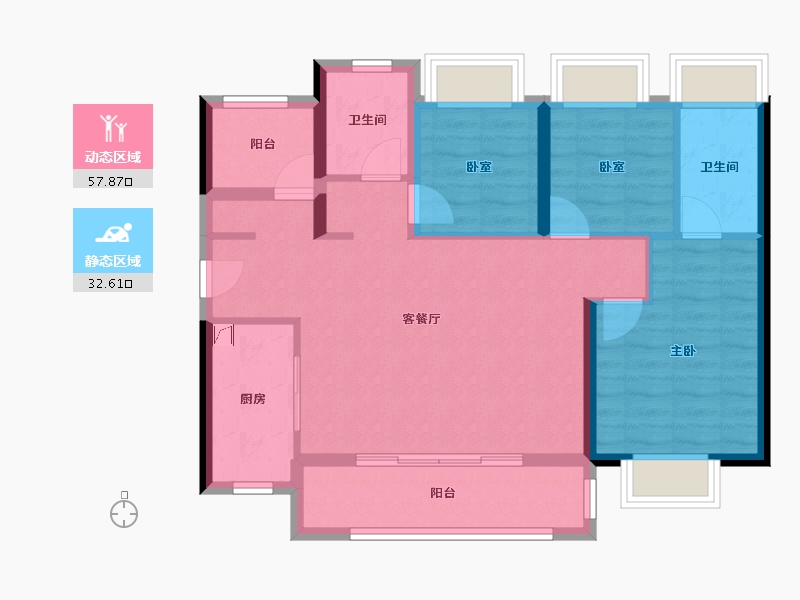 广东省-佛山市-美的金地新明珠凤翔湾壹号-80.57-户型库-动静分区