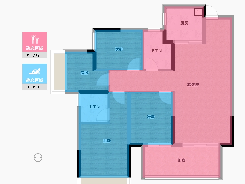 广西壮族自治区-南宁市-彰泰江景湾-85.78-户型库-动静分区