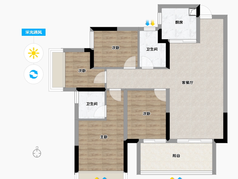 广西壮族自治区-南宁市-彰泰江景湾-85.78-户型库-采光通风