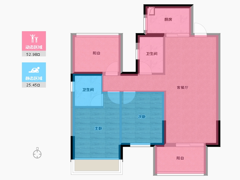 广西壮族自治区-南宁市-滨江锦湾-69.54-户型库-动静分区