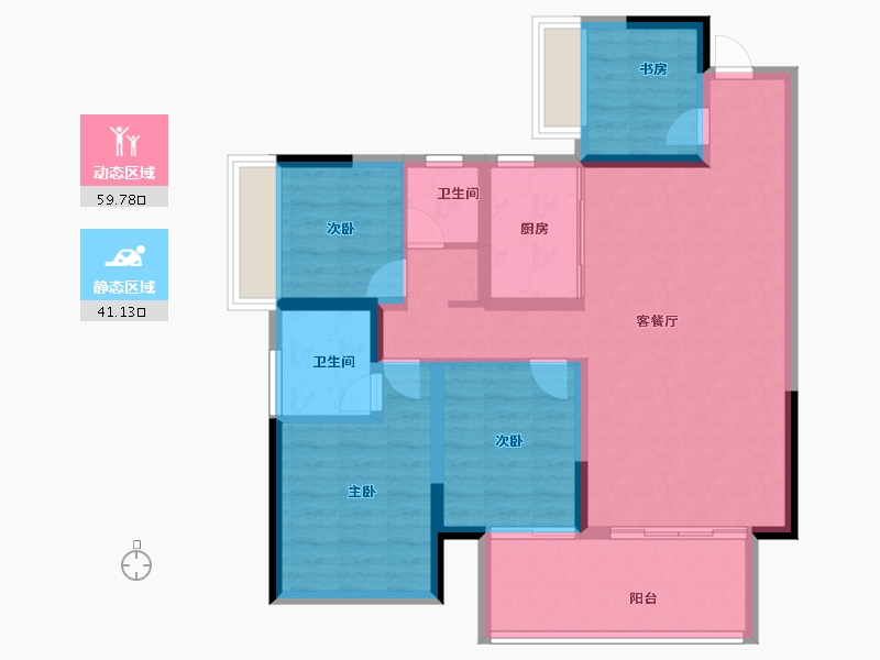 广西壮族自治区-南宁市-彰泰江景湾-90.00-户型库-动静分区