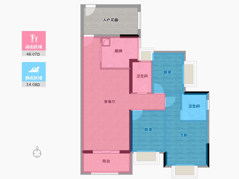 广东省-佛山市-普君新城华府二期-81.84-户型库-动静分区