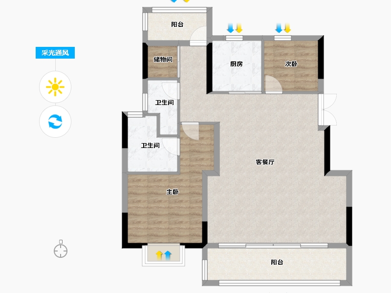 安徽省-合肥市-旭辉翡翠江来-94.40-户型库-采光通风