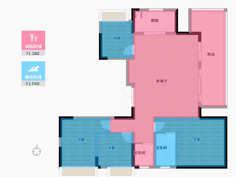 广西壮族自治区-南宁市-彰泰江景湾-110.00-户型库-动静分区