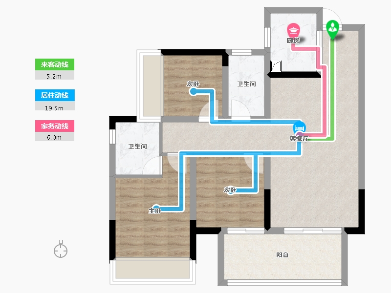 广西壮族自治区-南宁市-彰泰江景湾-76.78-户型库-动静线