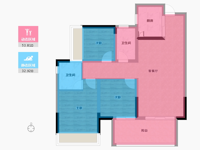 广西壮族自治区-南宁市-彰泰江景湾-76.78-户型库-动静分区