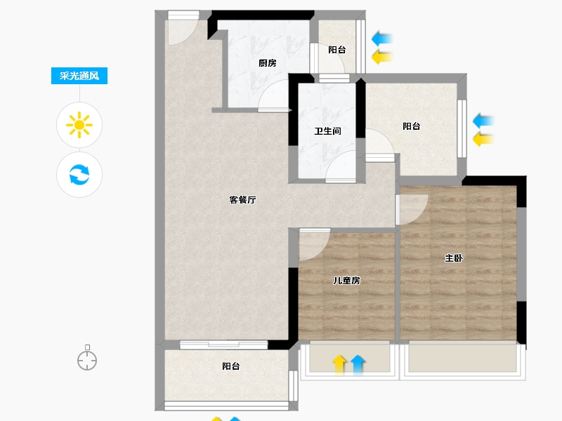 广东省-中山市-时光樾-70.00-户型库-采光通风