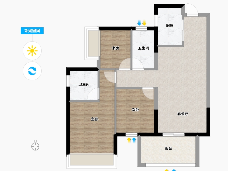 广西壮族自治区-南宁市-美的悦江府-73.21-户型库-采光通风