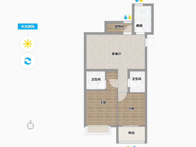 浙江省-杭州市-杭房悦东方-76.01-户型库-采光通风