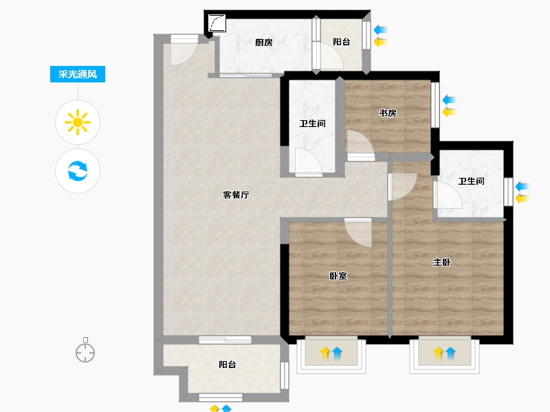 广东省-佛山市-佳兆业悦峰-75.34-户型库-采光通风