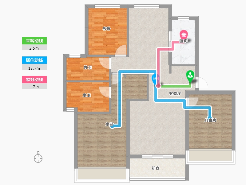 浙江省-杭州市-杭房悦东方-94.40-户型库-动静线