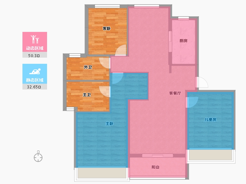 浙江省-杭州市-杭房悦东方-94.40-户型库-动静分区