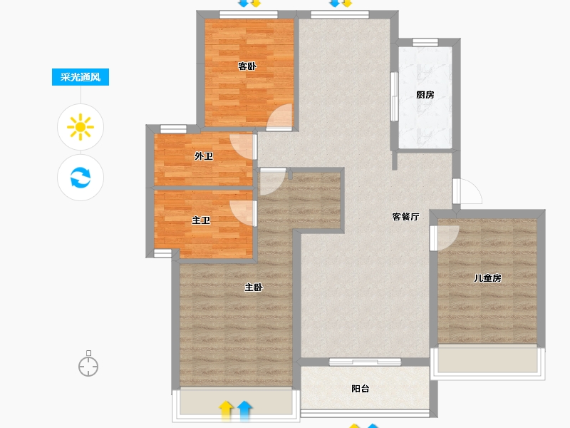 浙江省-杭州市-杭房悦东方-94.40-户型库-采光通风