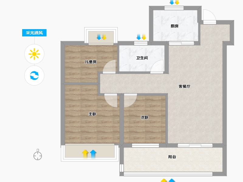 江苏省-苏州市-新城嘉樾时代花园​-71.20-户型库-采光通风