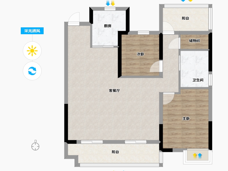 安徽省-合肥市-旭辉翡翠江来-87.99-户型库-采光通风