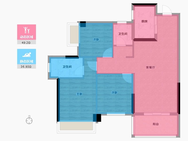 广西壮族自治区-南宁市-海茵国际花城-76.91-户型库-动静分区