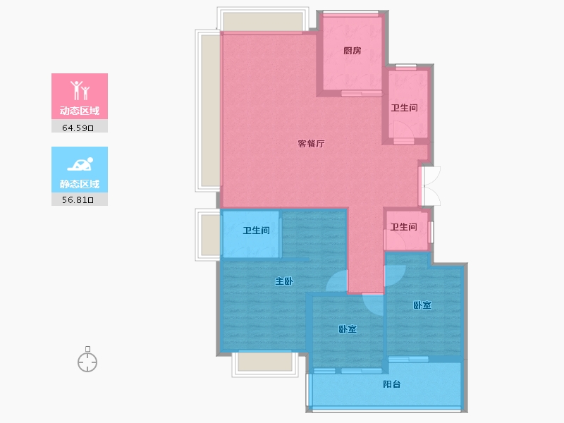 浙江省-杭州市-新湖金色池塘-110.40-户型库-动静分区