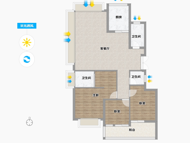 浙江省-杭州市-新湖金色池塘-110.40-户型库-采光通风