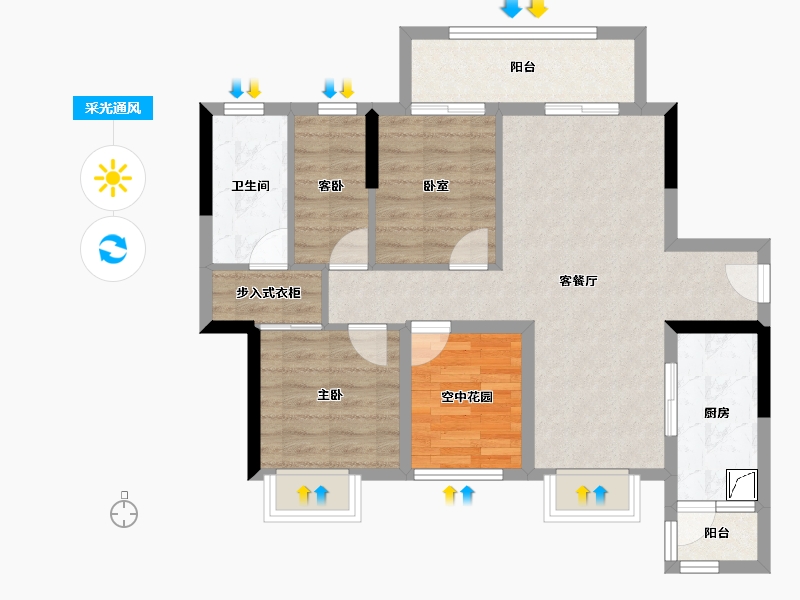 广东省-佛山市-中交白兰春晓-76.76-户型库-采光通风