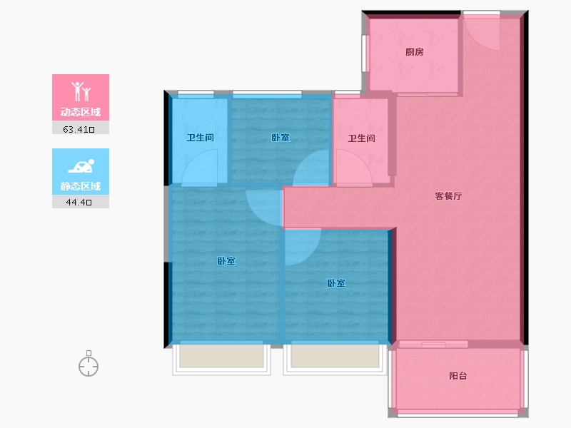 浙江省-杭州市-时代天境-98.41-户型库-动静分区