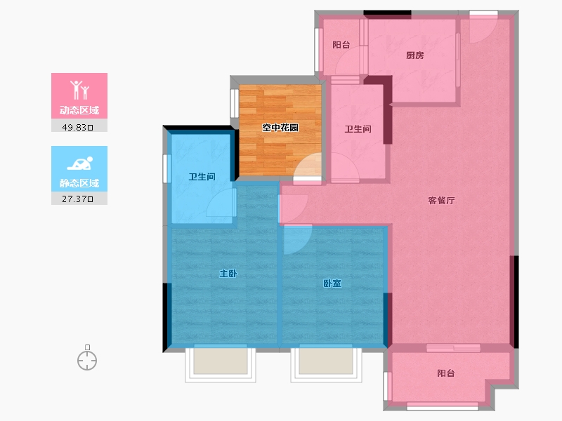 广东省-佛山市-中交白兰春晓-74.57-户型库-动静分区