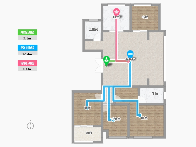 浙江省-杭州市-绿城茗春苑-112.00-户型库-动静线