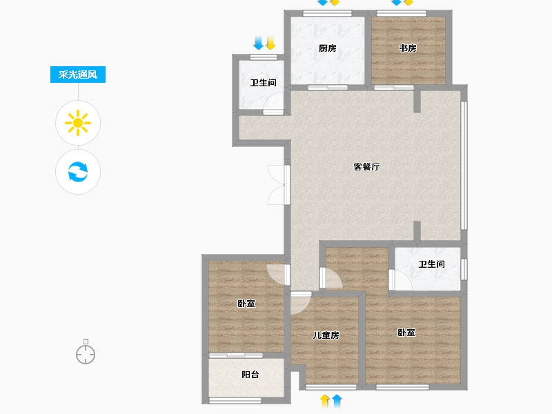 浙江省-杭州市-绿城茗春苑-112.00-户型库-采光通风