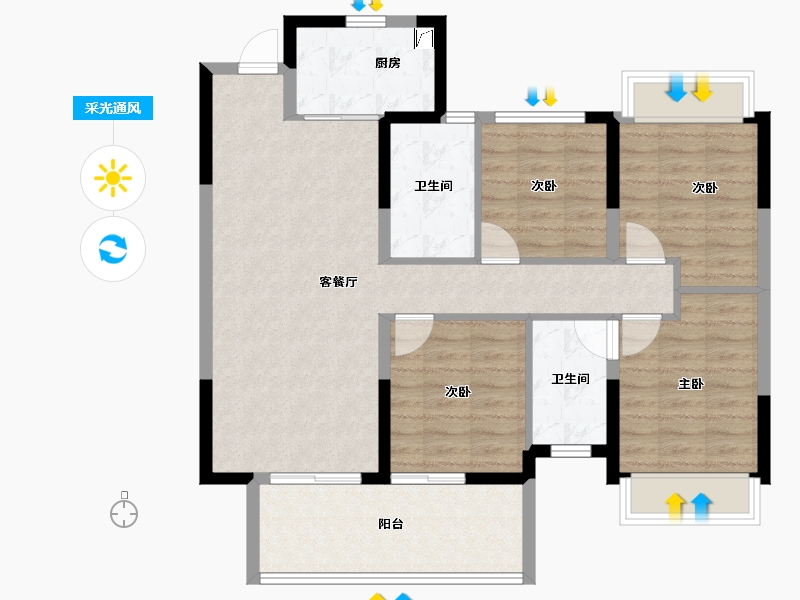 广西壮族自治区-南宁市-中海哈罗学府-94.00-户型库-采光通风