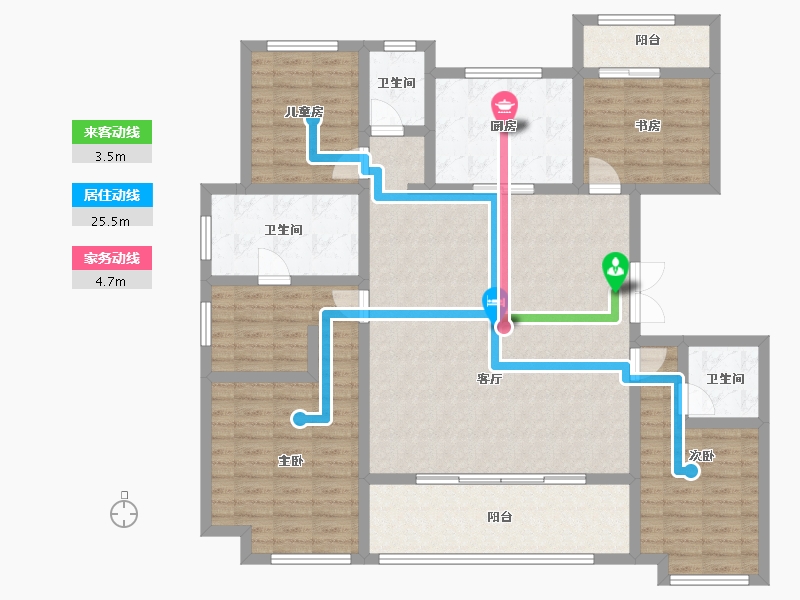 浙江省-杭州市-绿城茗春苑-136.01-户型库-动静线