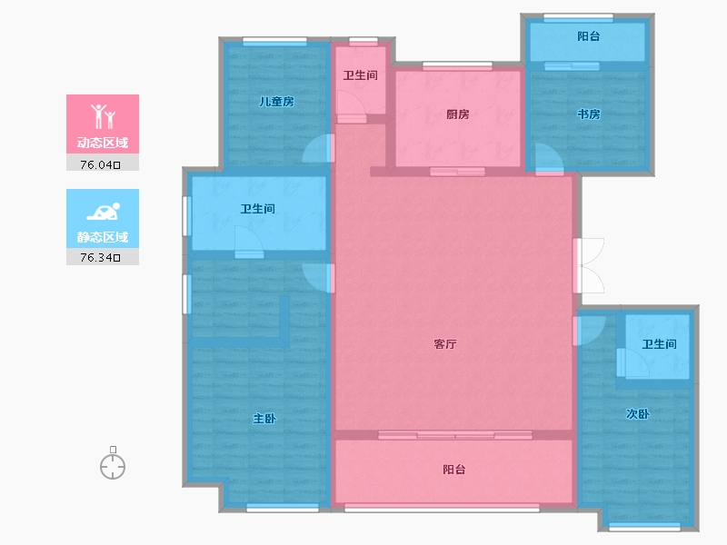 浙江省-杭州市-绿城茗春苑-136.01-户型库-动静分区