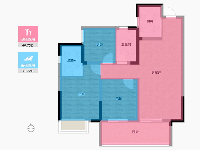 广西壮族自治区-南宁市-中海哈罗学府-69.43-户型库-动静分区